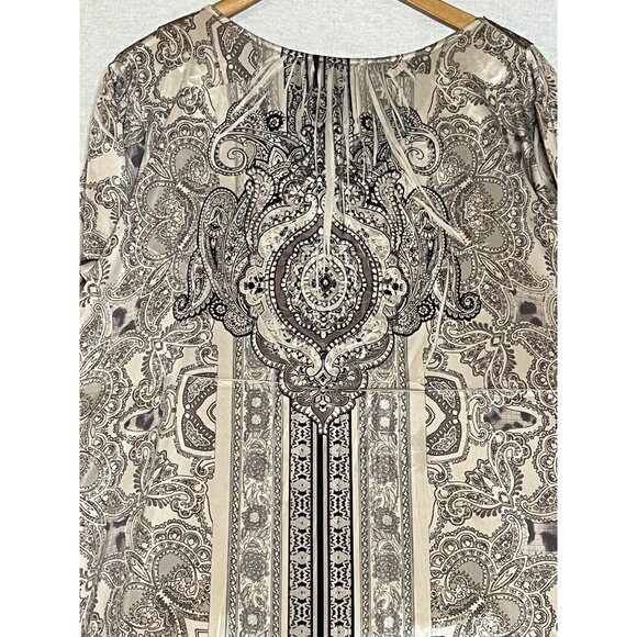 Croft & Barrow Women Plus 2X Paisley Print Tunic Embroidered Asymmetric Blousy - Picture 13 of 16